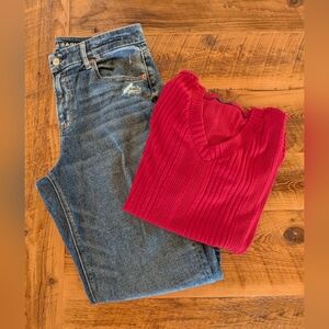 Ribbed Sweater and American Eagle Jeans